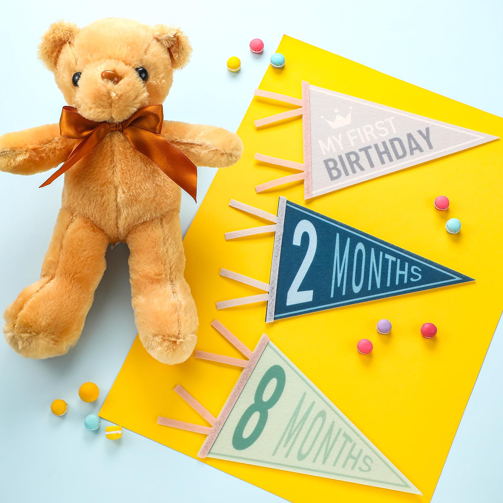 VitalCozy Hello World pennant as newborn celebration focal point
