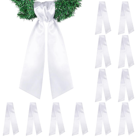 VitalCozy white wreath sash for front doors, crisp canvas for embroidery and monograms.