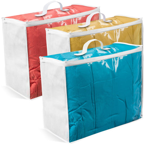 VitalUp 3-pack clear bag with zipper keeps linens organized and easy to identify.