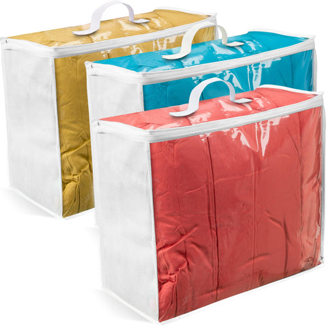 VitalUp blanket storage bags with clear front for quick content identification.