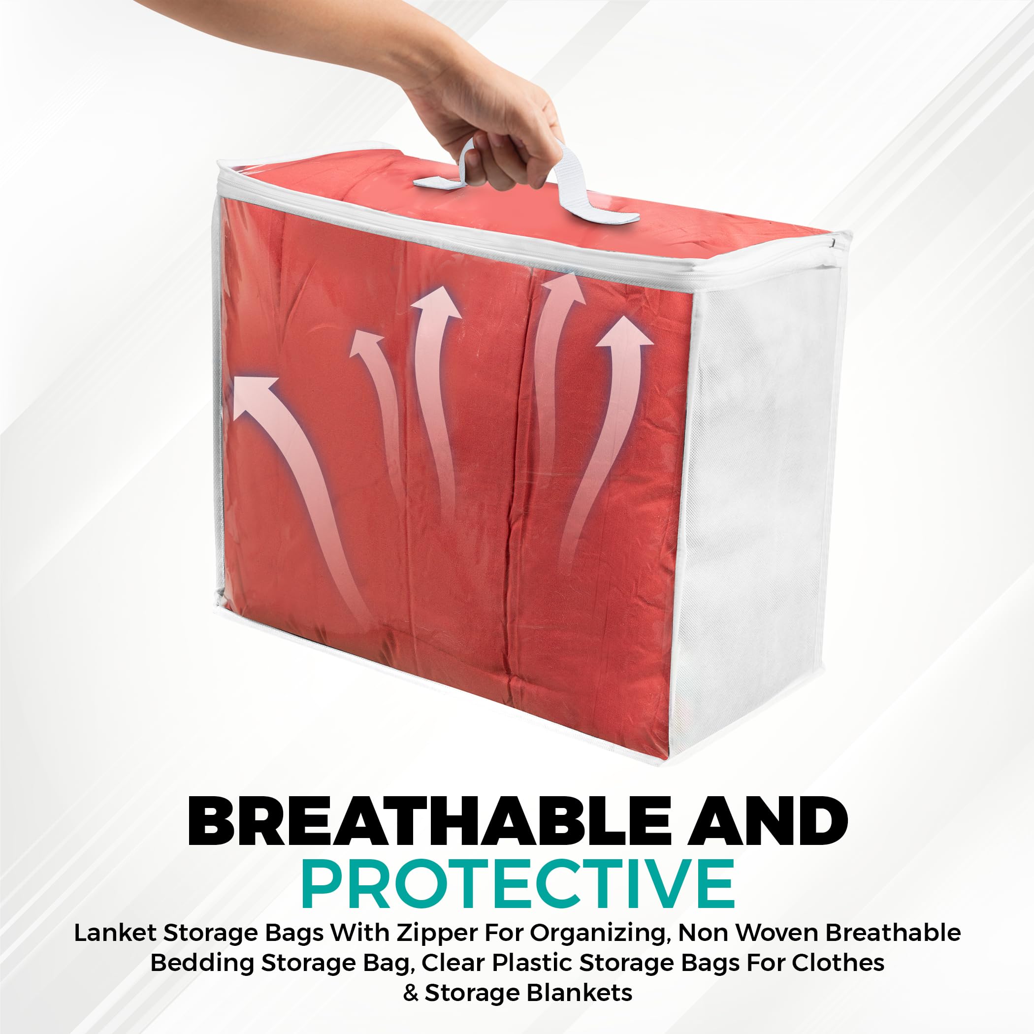 VitalUp clear zippered bag with visible contents for fast closet organization.