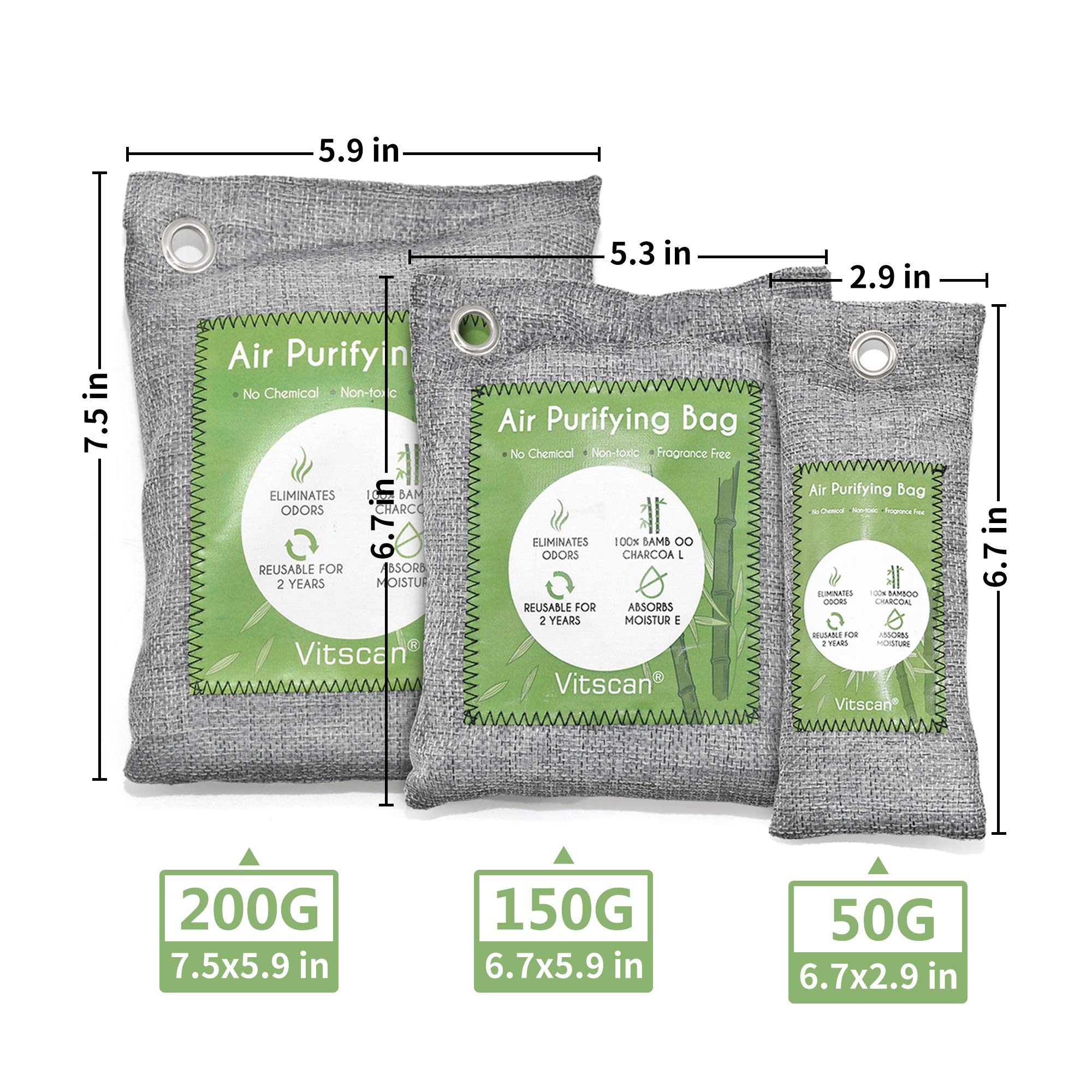 Vitscan multi-size bags for versatile placement across spaces.