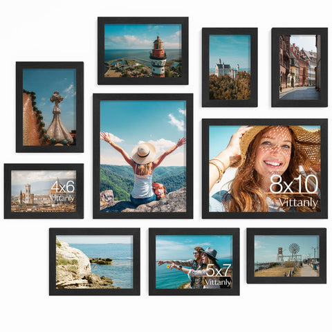 Vittanly 10-pack collage frames front view offers flexible wall displays.