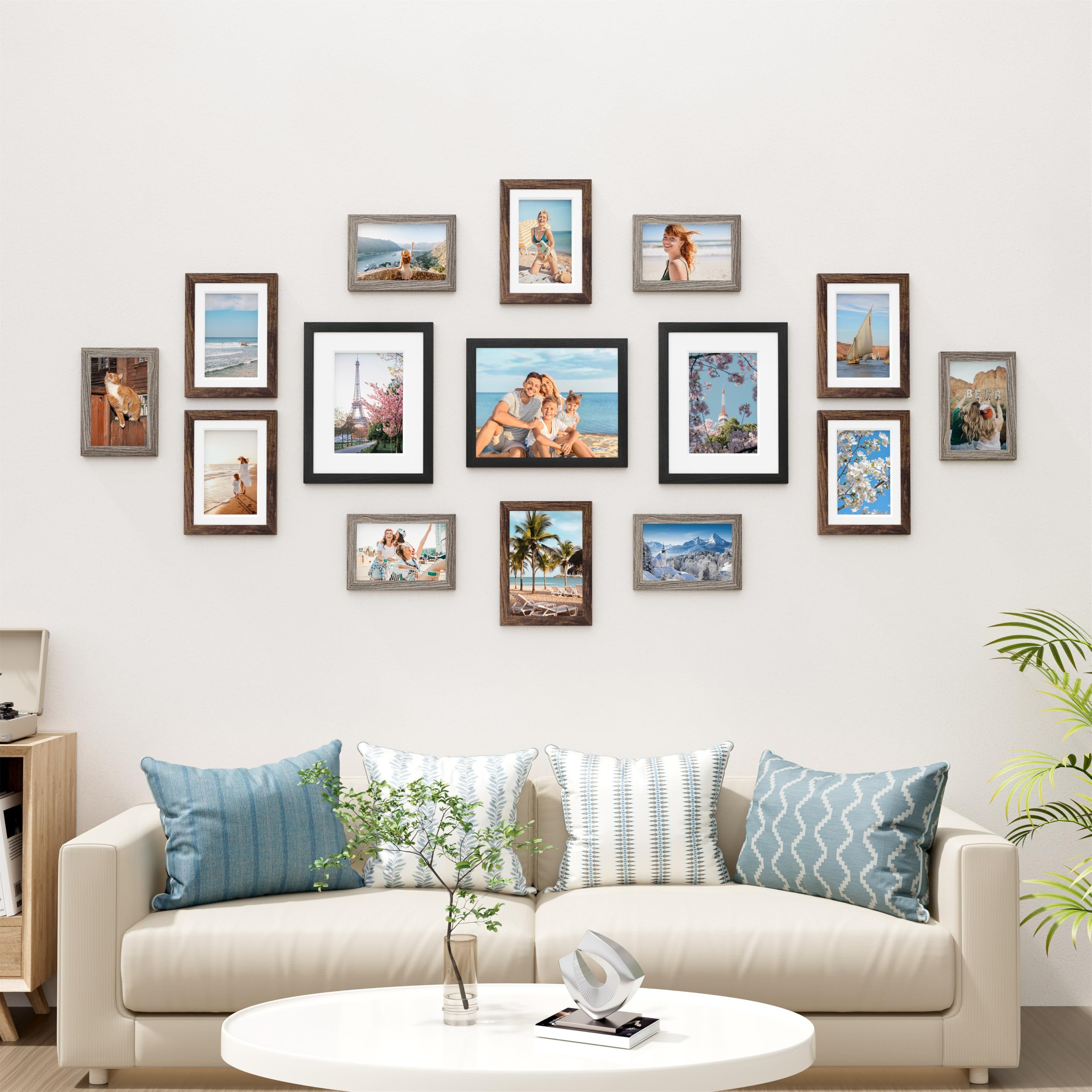 Vittanly 15-pack collage frame set 5x7 ideal for compact shelves or desks.