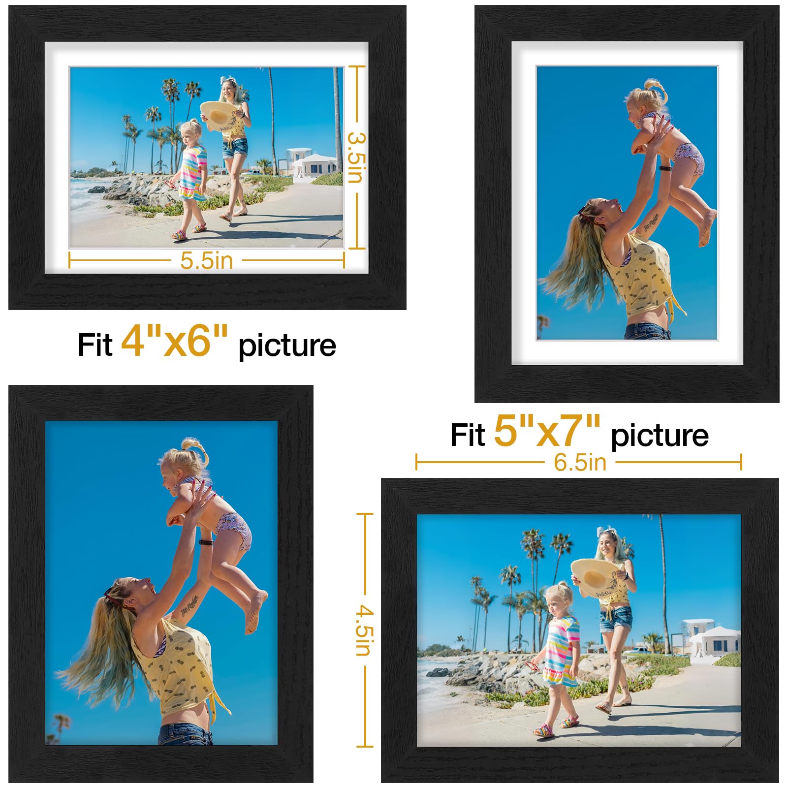 Vittanly 5x7 frames with mat for 4x6 photos and tidy borders