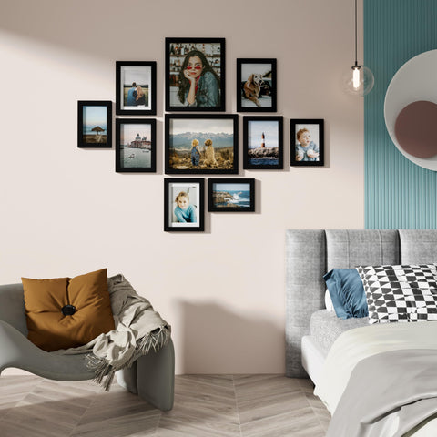 Vittanly black picture frames wall display highlights durable engineered wood.