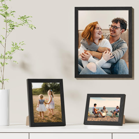 Easel back and wall hooks on Vittanly frame for versatile display.