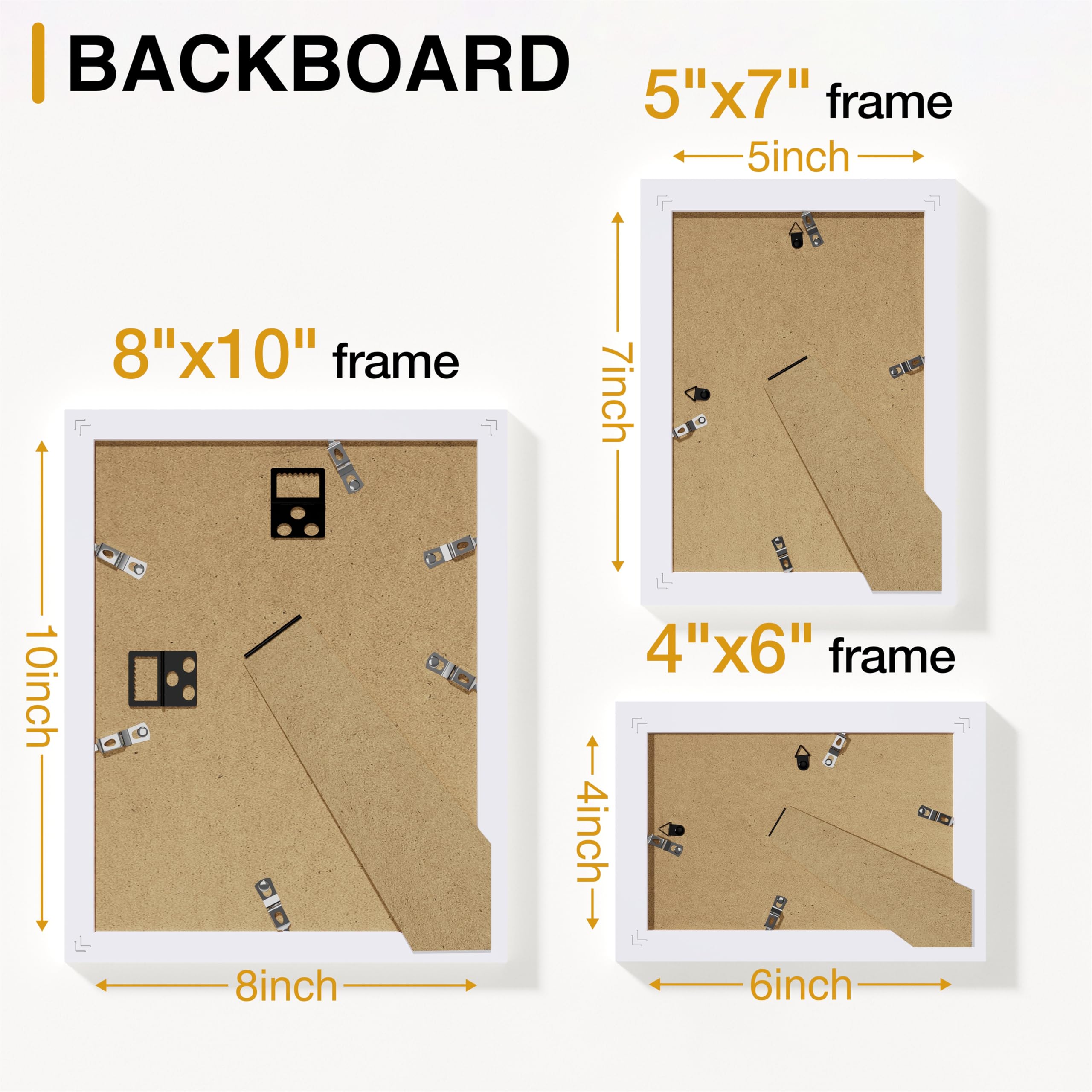 Vittanly frames arrive ready to use with wall hooks and built-in stands