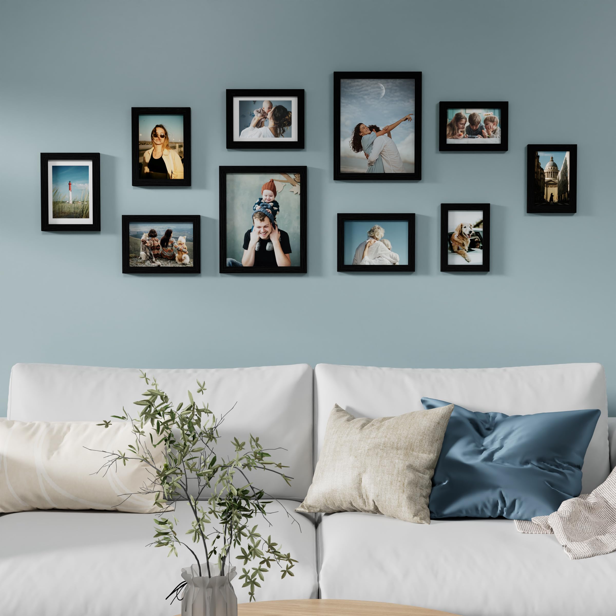 Vittanly multi-size gallery layout demonstrates flexible arrangements for diverse spaces.