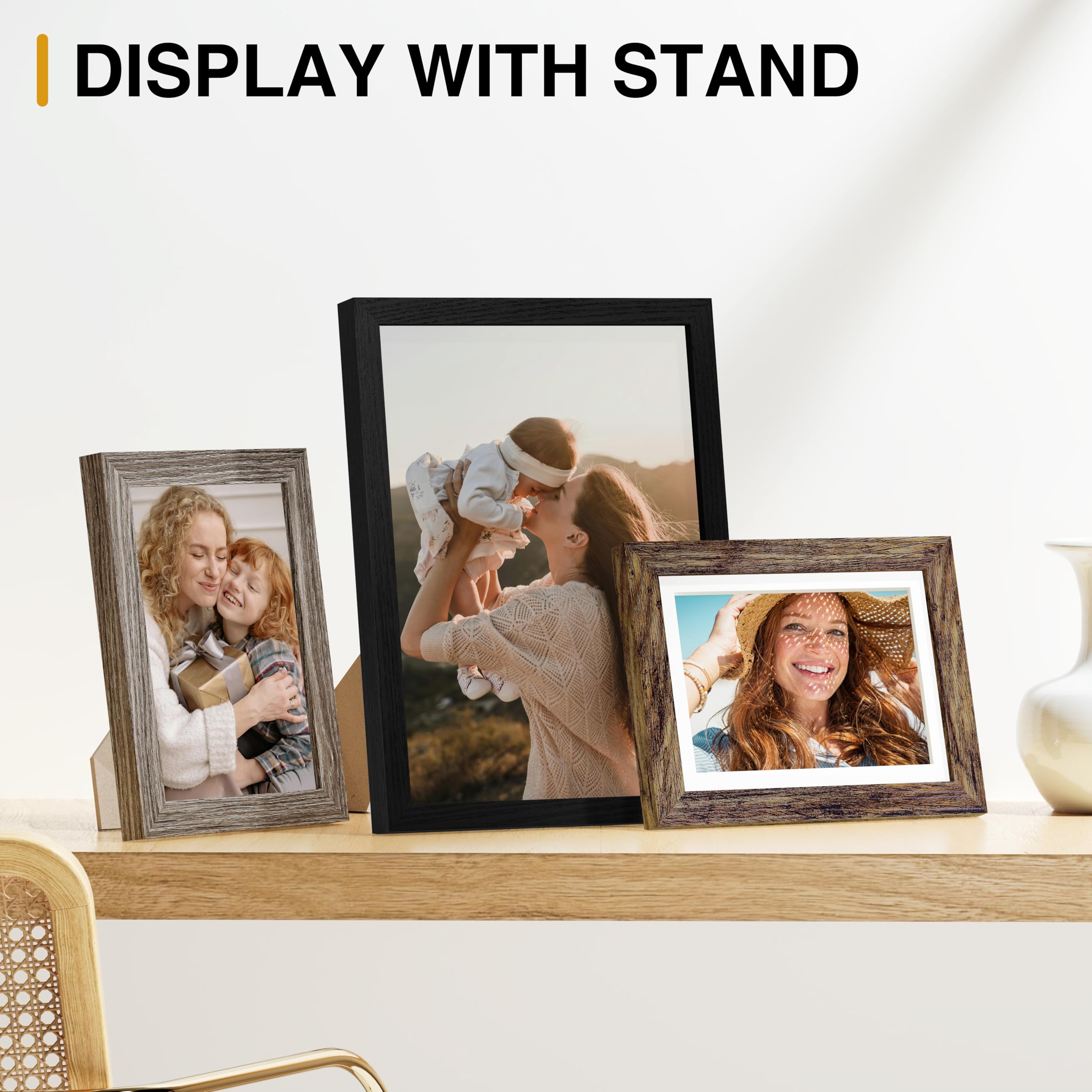 Vittanly vertical wall layout frames creating a dynamic gallery arrangement.