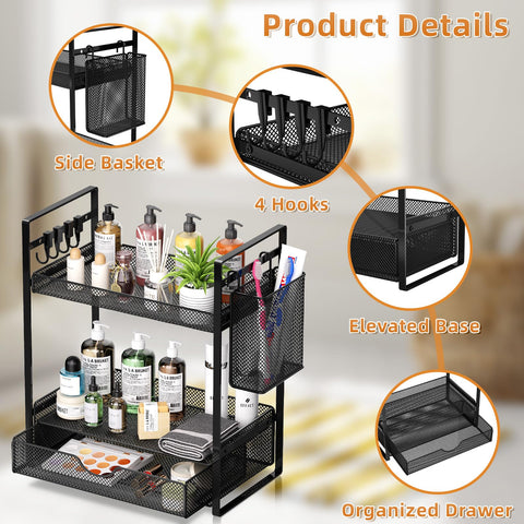 VITVITI black vanity organizer on bathroom counter