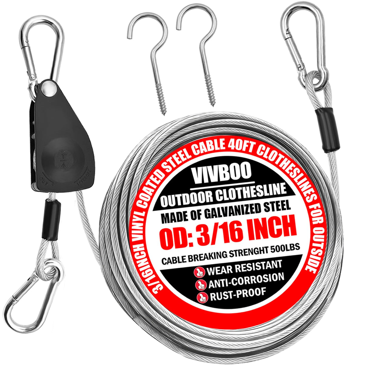 VIVBOO 40ft clothes line outdoors enables versatile indoor or outdoor drying.
