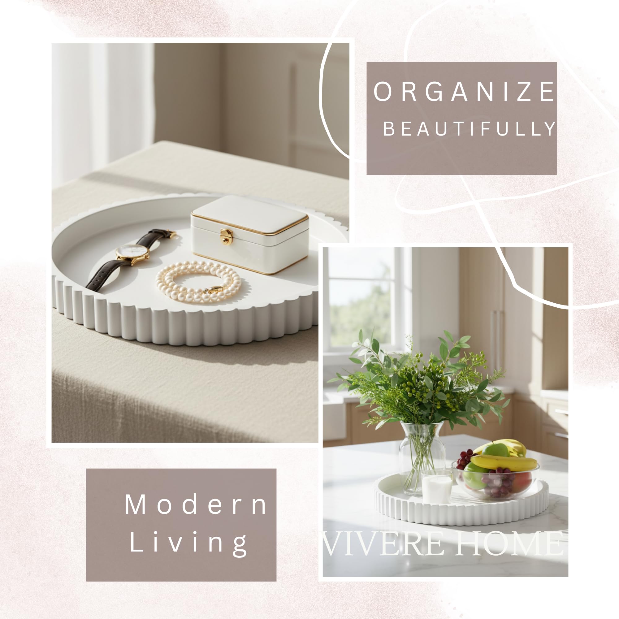 Vivere Home bar tray for countertops keeps drinks organized stylishly.