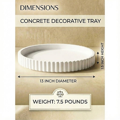 Vivere Home concrete round tray on dining table offers minimalist decor ideas.