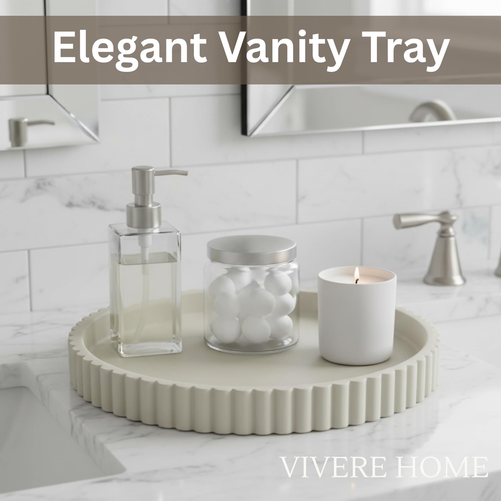 Vivere Home decorative cement tray elegant and gift-ready decor
