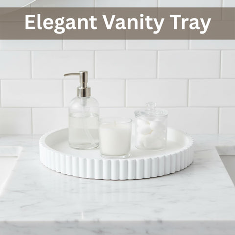 Vivere Home decorative tray on coffee table doubles as chic display.