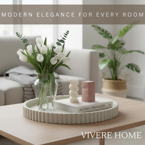 Vivere Home concrete tray decor for coffee table living room styling