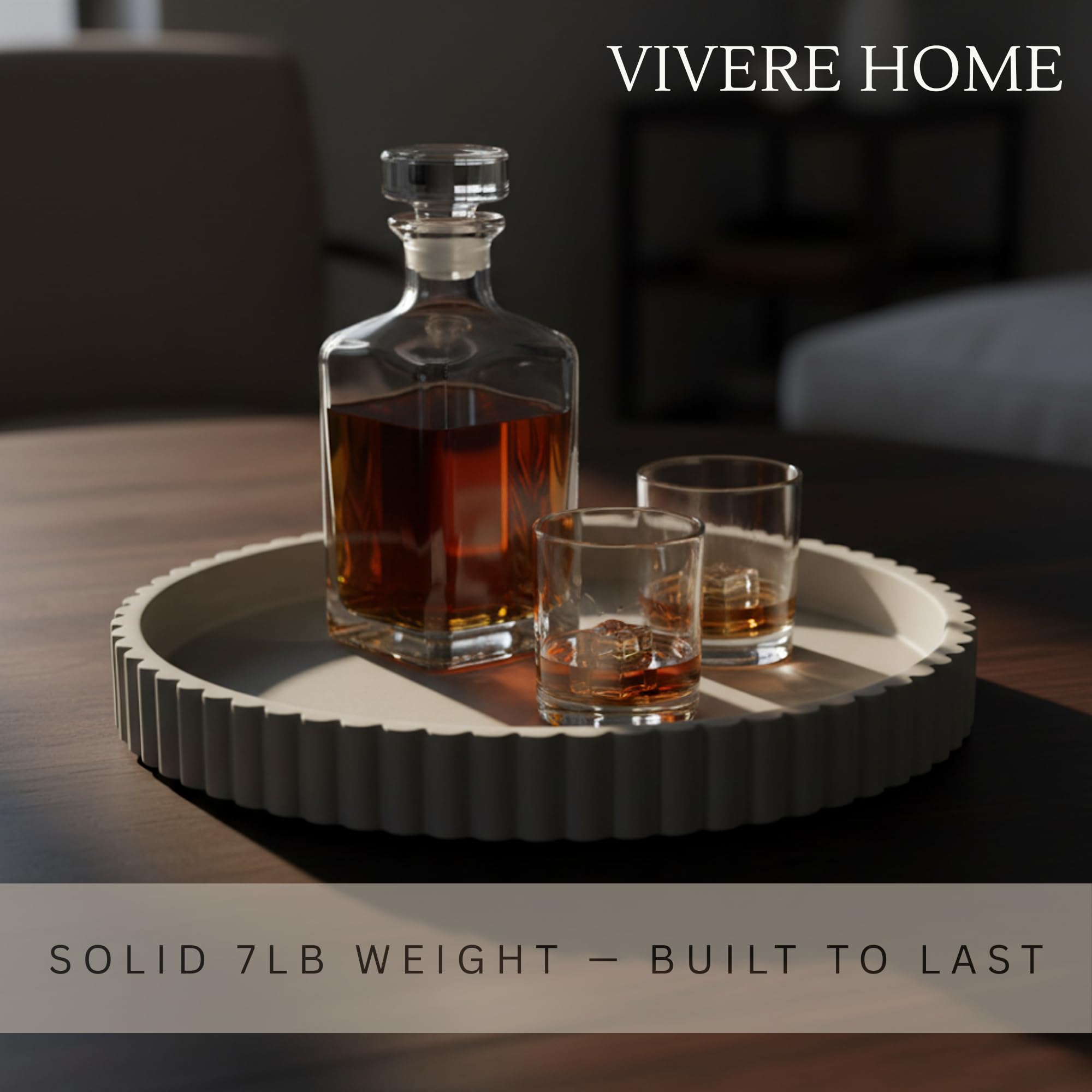Vivere Home round tray centerpiece for dining table or living area