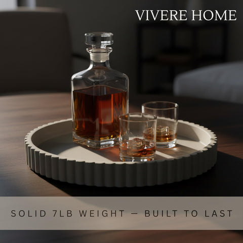 Vivere Home round tray centerpiece for dining table or living area