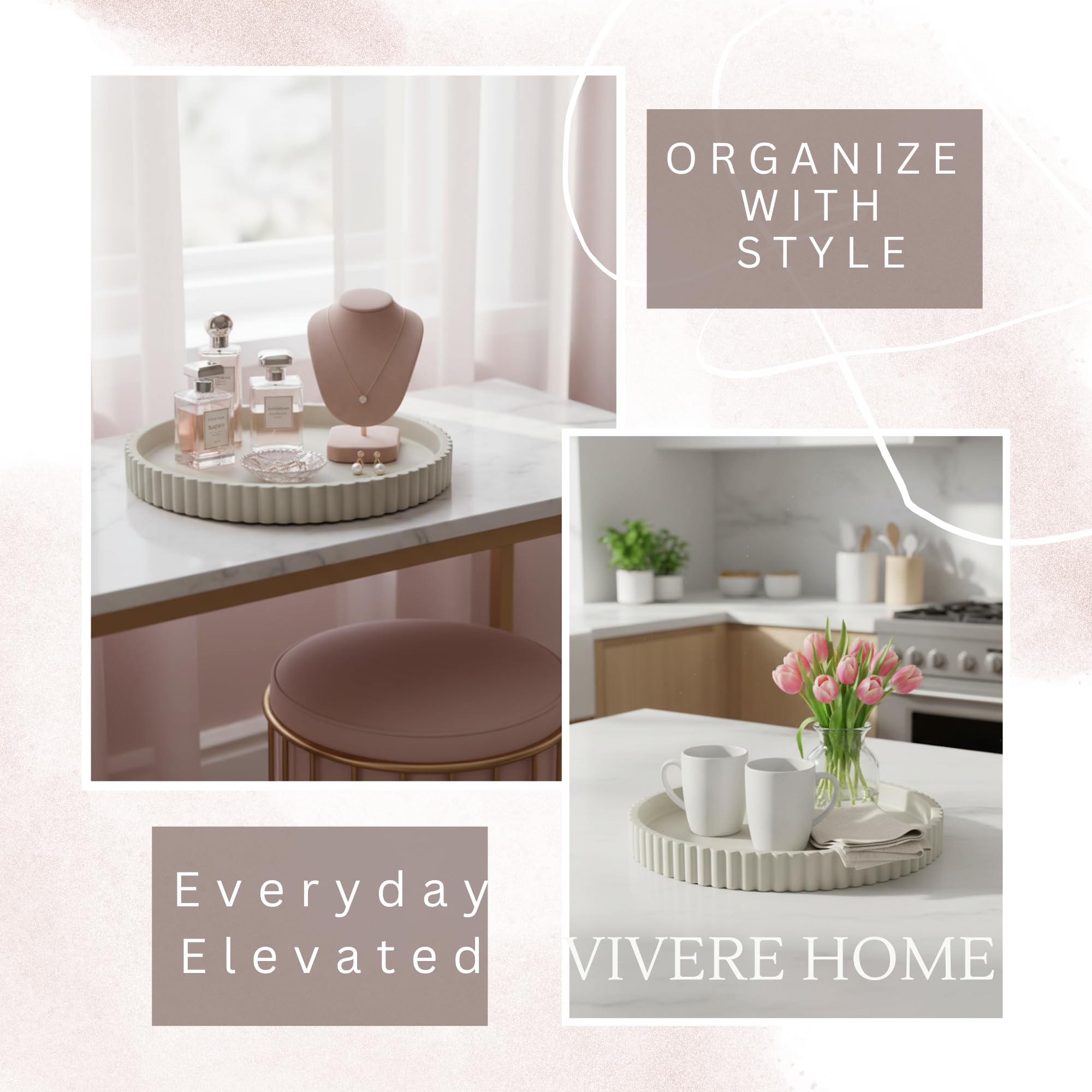 Vivere Home round tray for coffee table adds functional style to surfaces