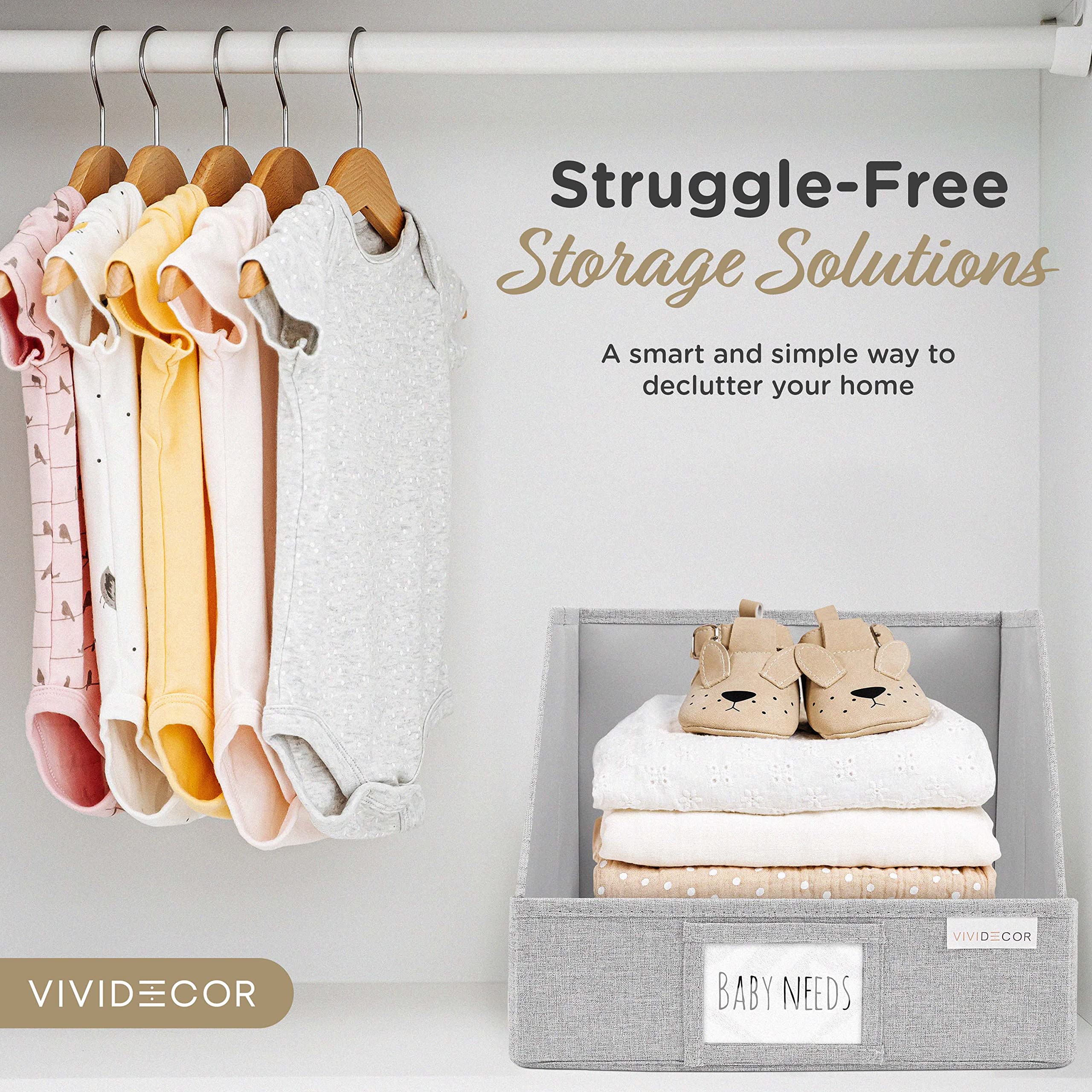VIVIDECOR nursery storage bin helps keep baby essentials organized.
