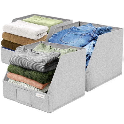 VIVIDECOR Open Front Trapezoid Bin with front panel for quick clothing access.