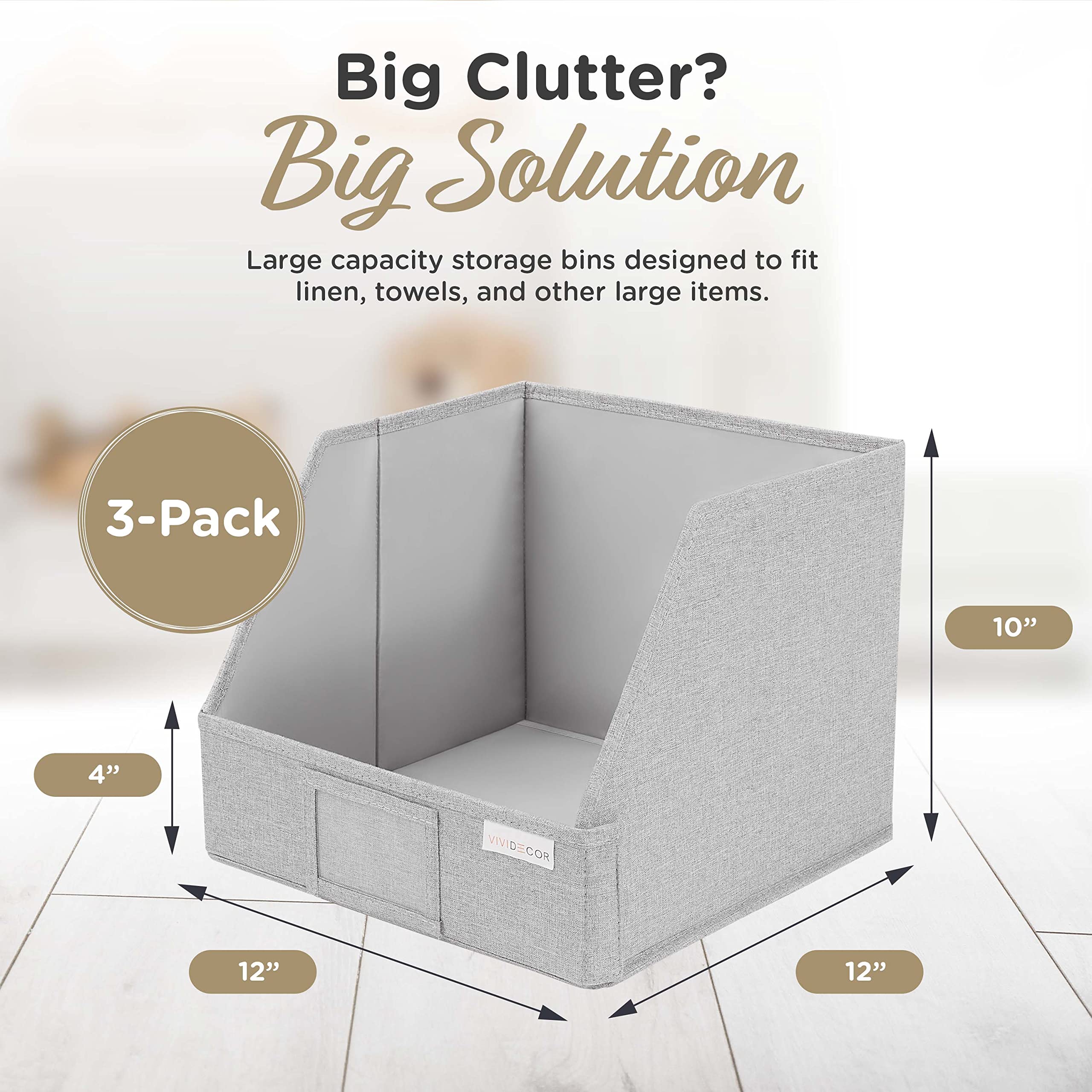 VIVIDECOR sweater box on top shelf keeps garments visible and reachable.