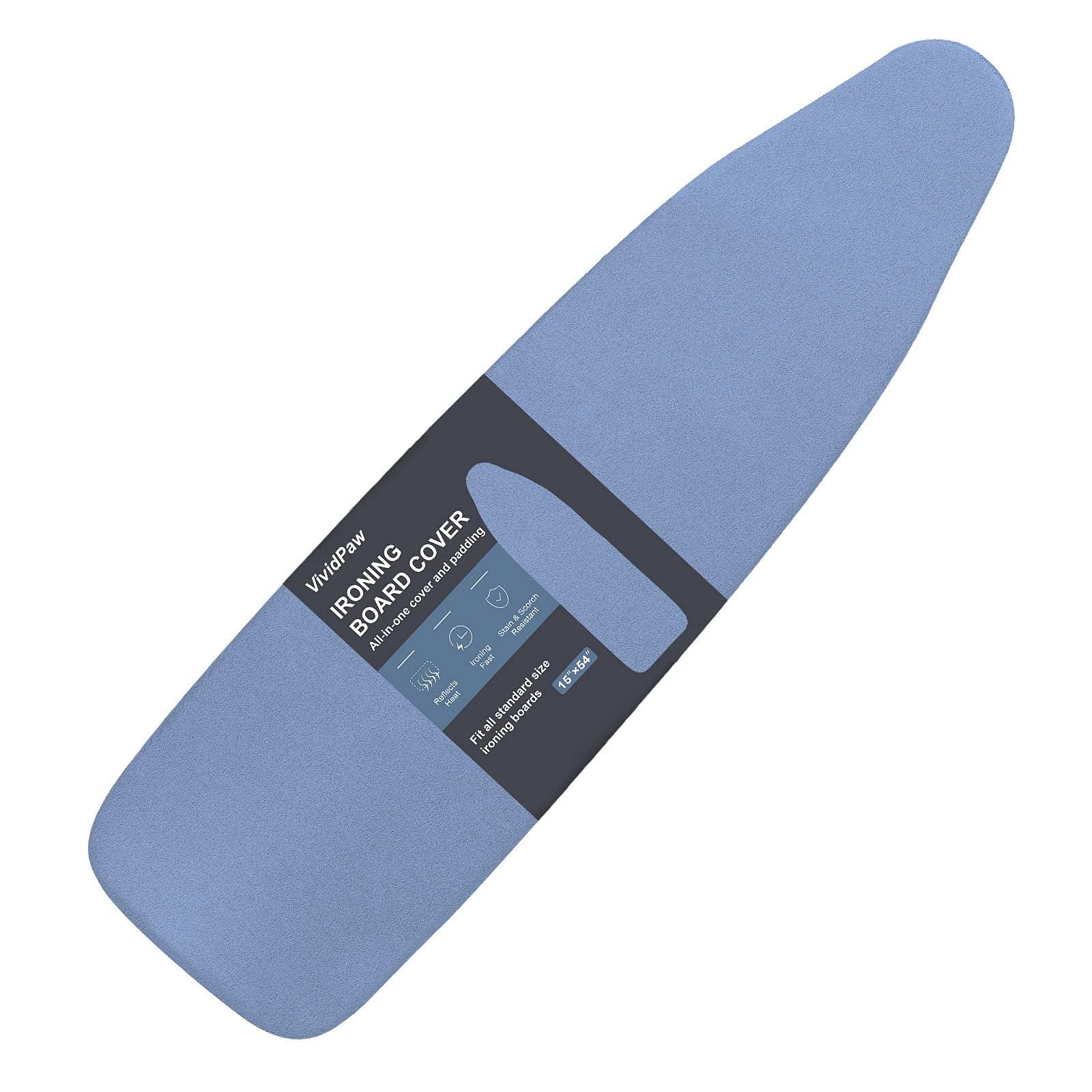 VividPaw blue ironing board cover provides snug fit for standard 15x54 boards.