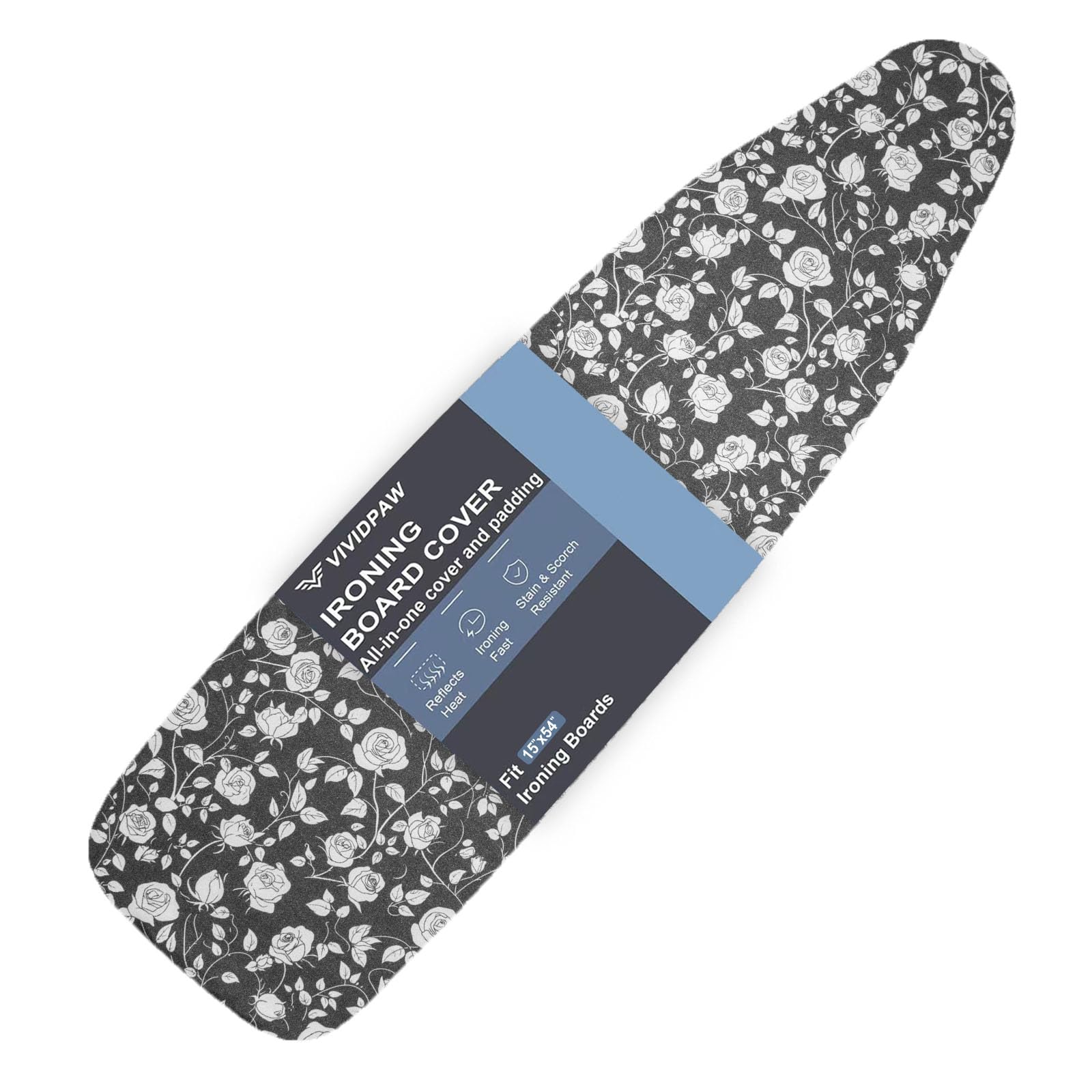 VividPaw ironing cover with Rose floral design for a heat-reflective, smooth surface