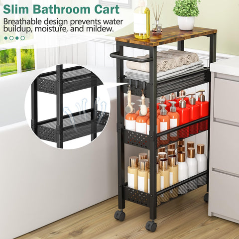 Vivihomety 4-tier metal frame offers durable, rust-resistant storage.