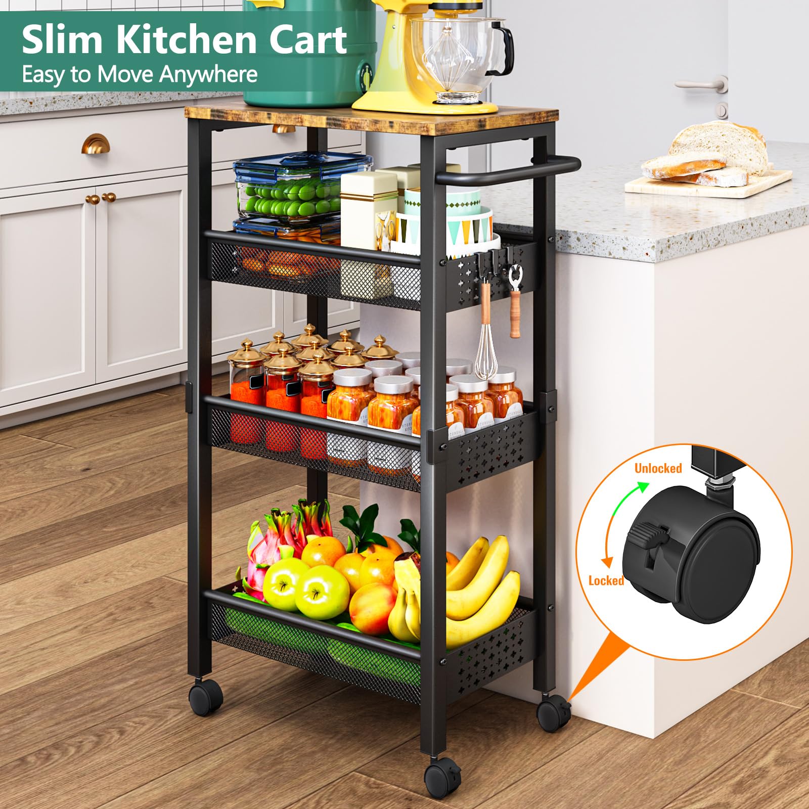 Vivihomety elevated diamond guardrails keep items secure during movement.