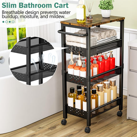 Vivihomety four-tier rolling organizer keeps pantry and laundry items neatly accessible.
