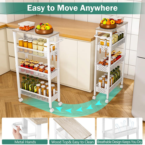 Vivihomety kitchen-spice organizer cart stores oils and spices within reach