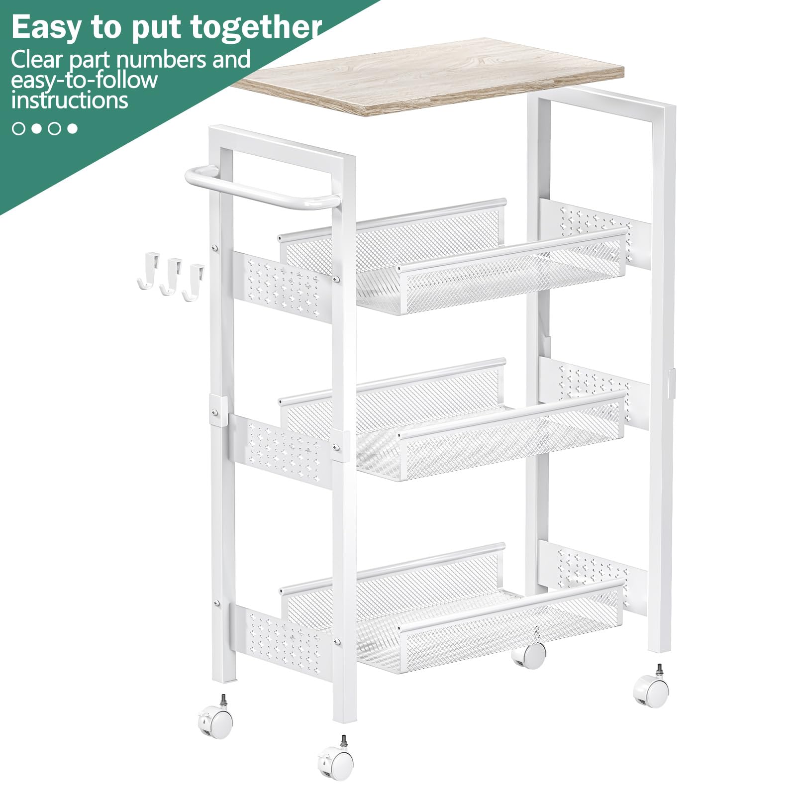 Vivihomety kitchen storage keeps spices, oils, and towels neatly within reach.