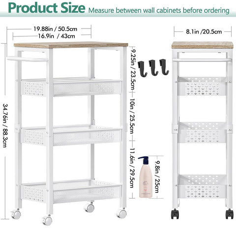 Vivihomety narrow-width design slides easily between appliances for compact storage.