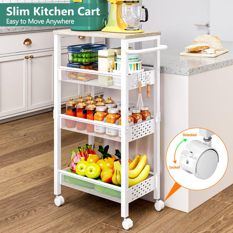 Vivihomety rolling cart fits narrow gaps between appliances for organized spaces.