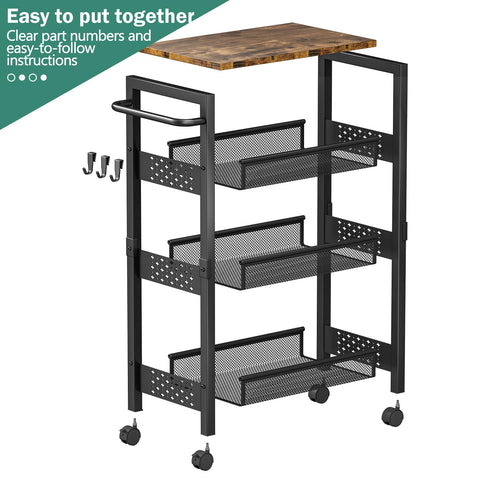 Vivihomety space-saving cart adds flexible storage in small spaces.
