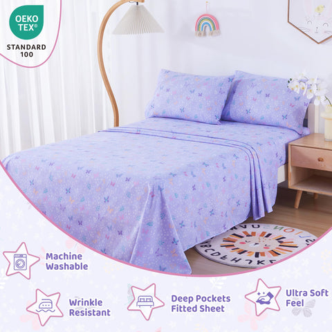 Viviland butterfly floral pillowcase 20x30, coordinates with kids’ bedding.