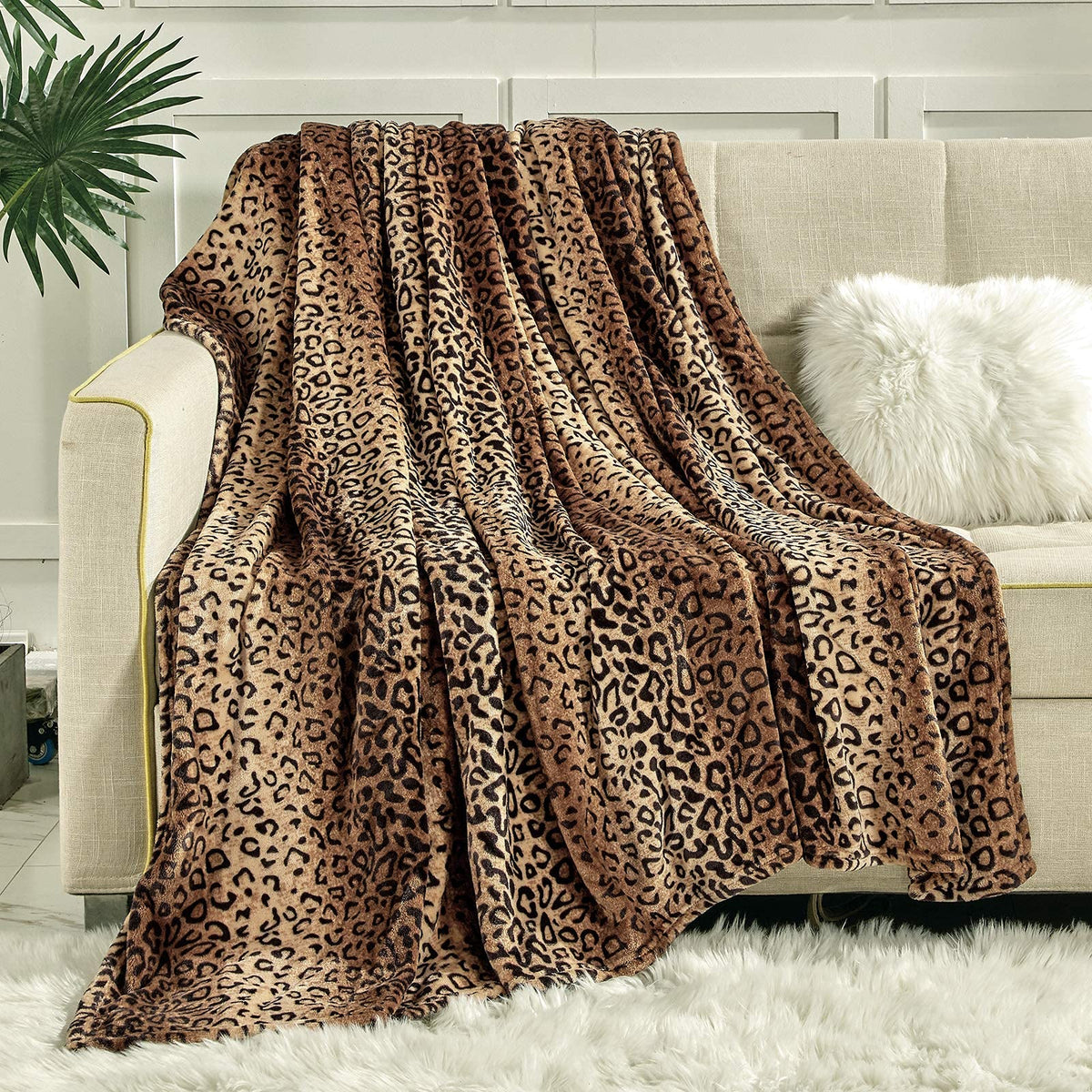 Viviland king size flannel fleece blanket on bed for cozy warmth.