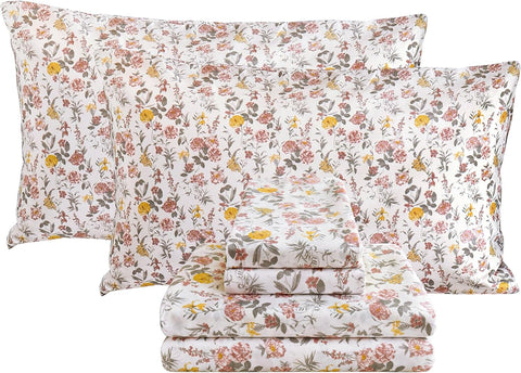 Viviland Floral King Sheet Set front view shows soft microfiber finish.