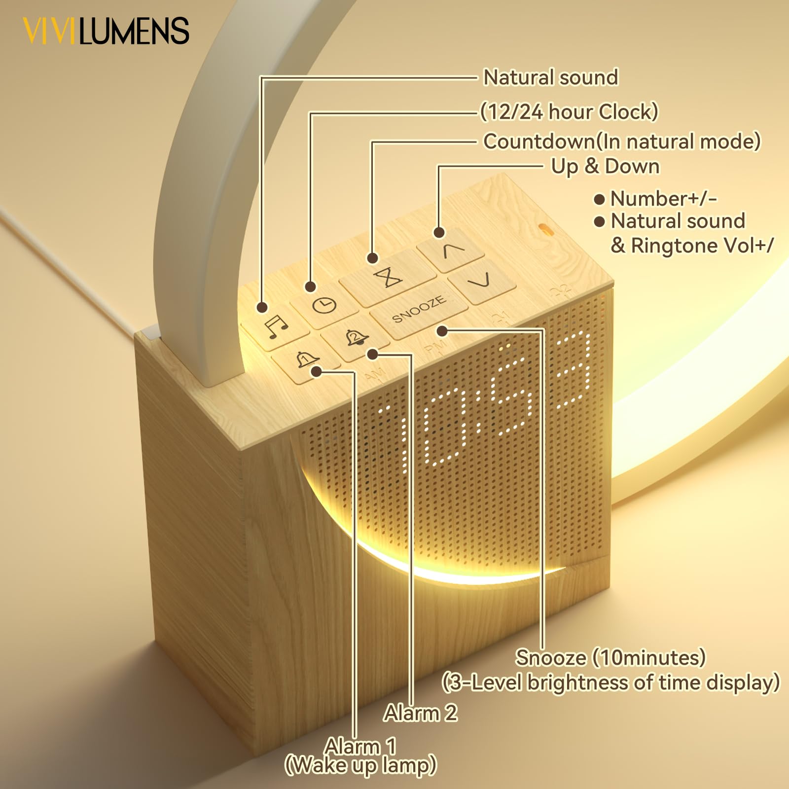 Vivilumens compact bedside lamp supports dimming for bedtime ambiance