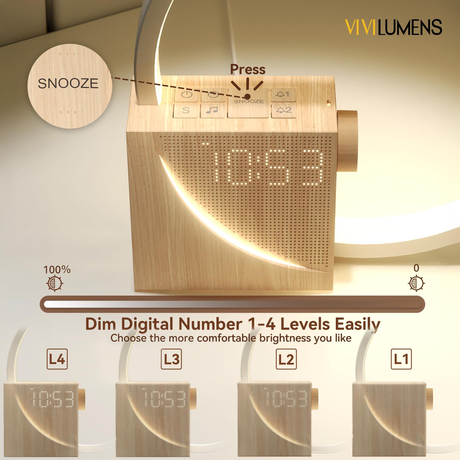 Vivilumens Sunrise Alarm Clock stylish decor for bedrooms.