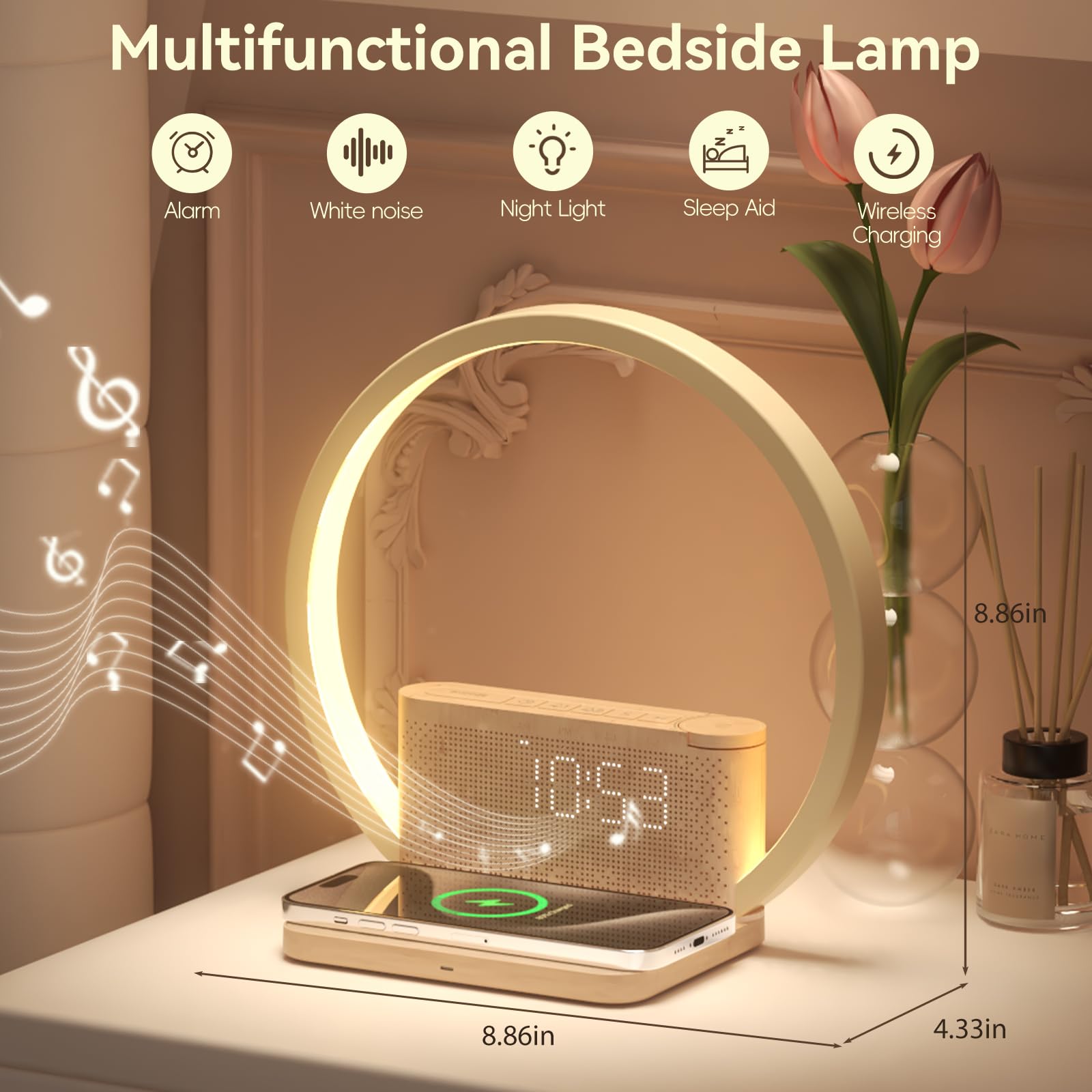 Vivilumens Sunrise Alarm Clock bedside setup fits any nightstand.