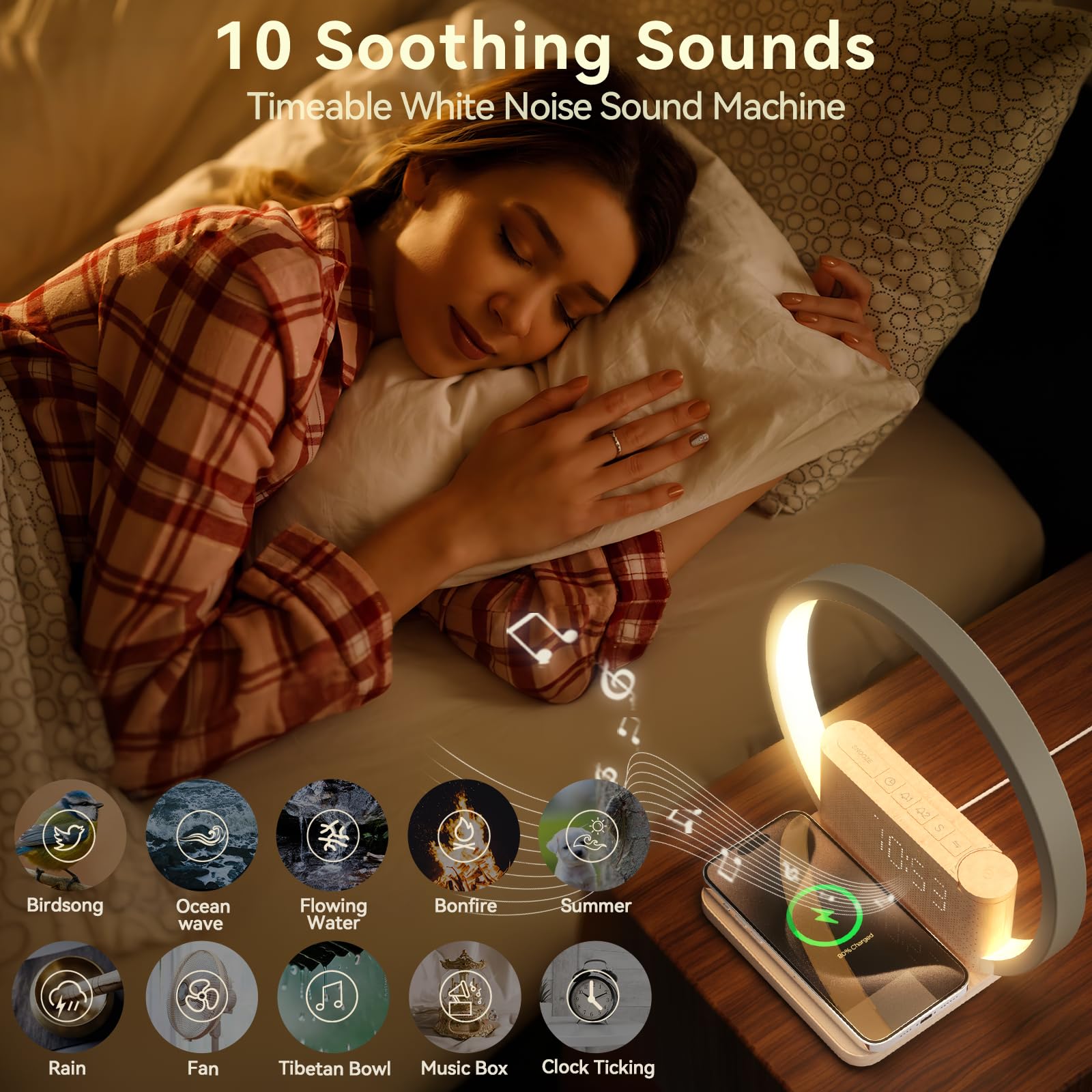 Vivilumens Sunrise Alarm Clock timer helps schedule focused audio sessions.