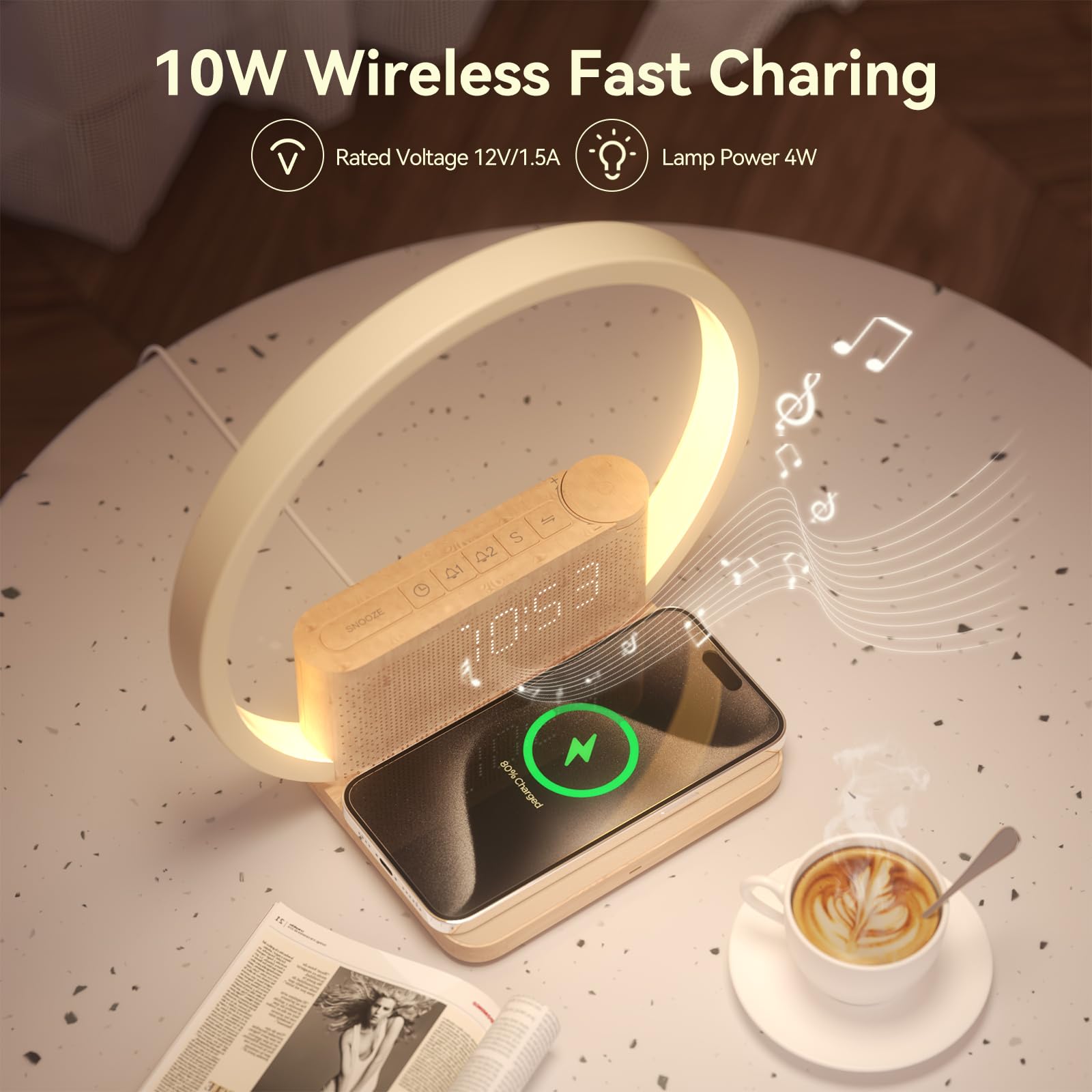 Vivilumens Sunrise Alarm Clock touch controls allow quick brightness adjustments.