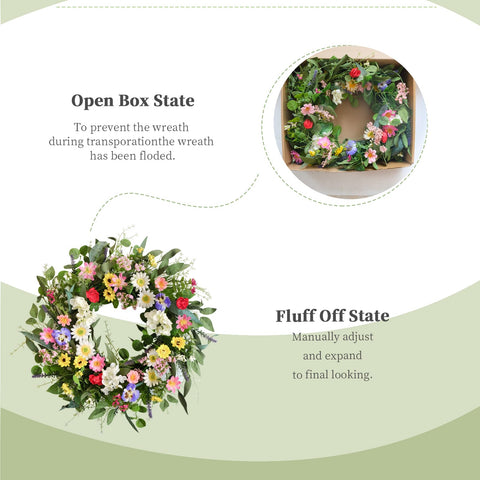 Vivimemo Spring Wreath flowers detail highlights colorful blooms for festive ambiance