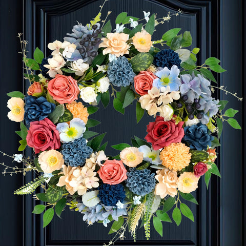 vivimemo 22 inch spring wreath on front door adds vibrant seasonal curb appeal