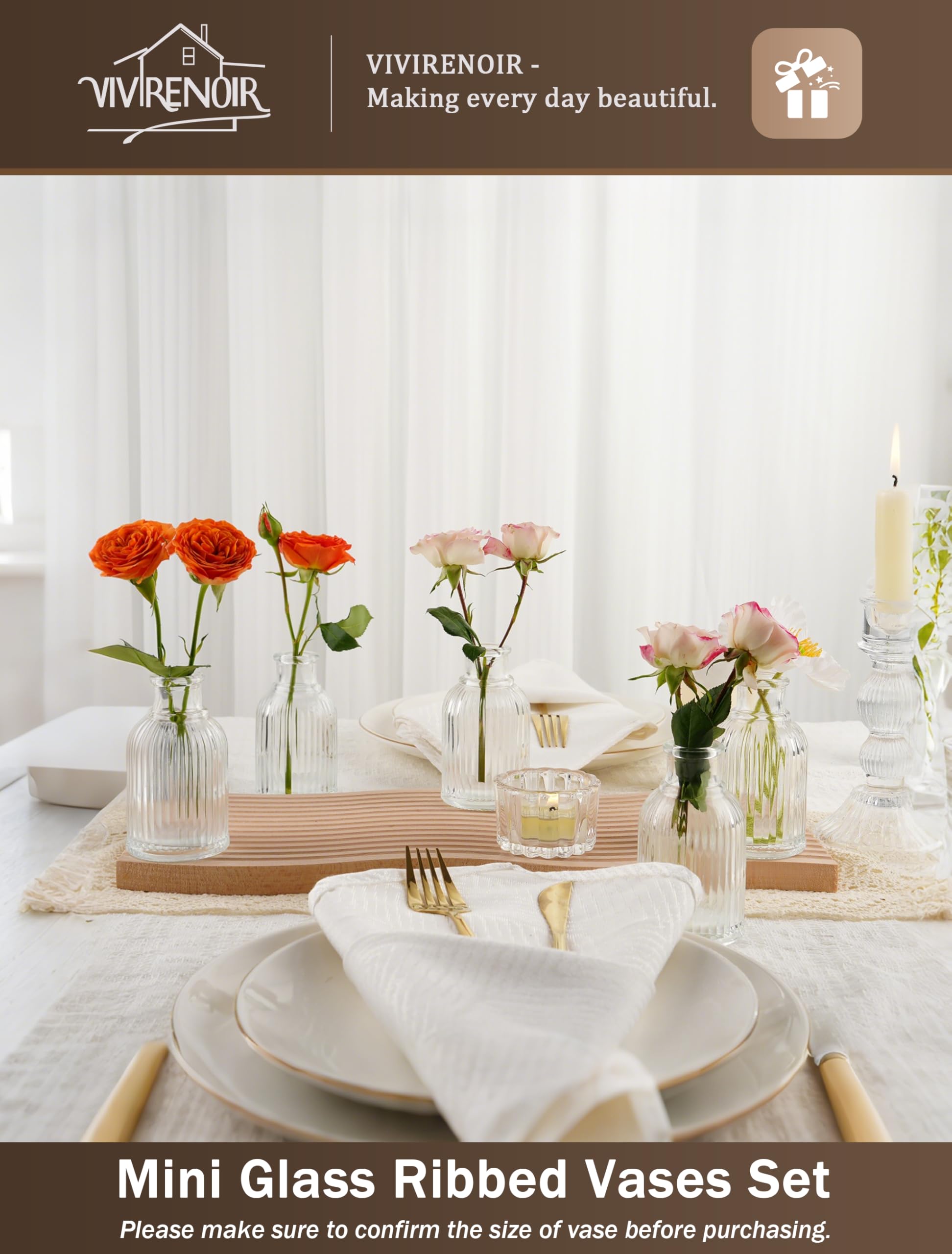 Neutral clear vase styled on a shelf in modern decor