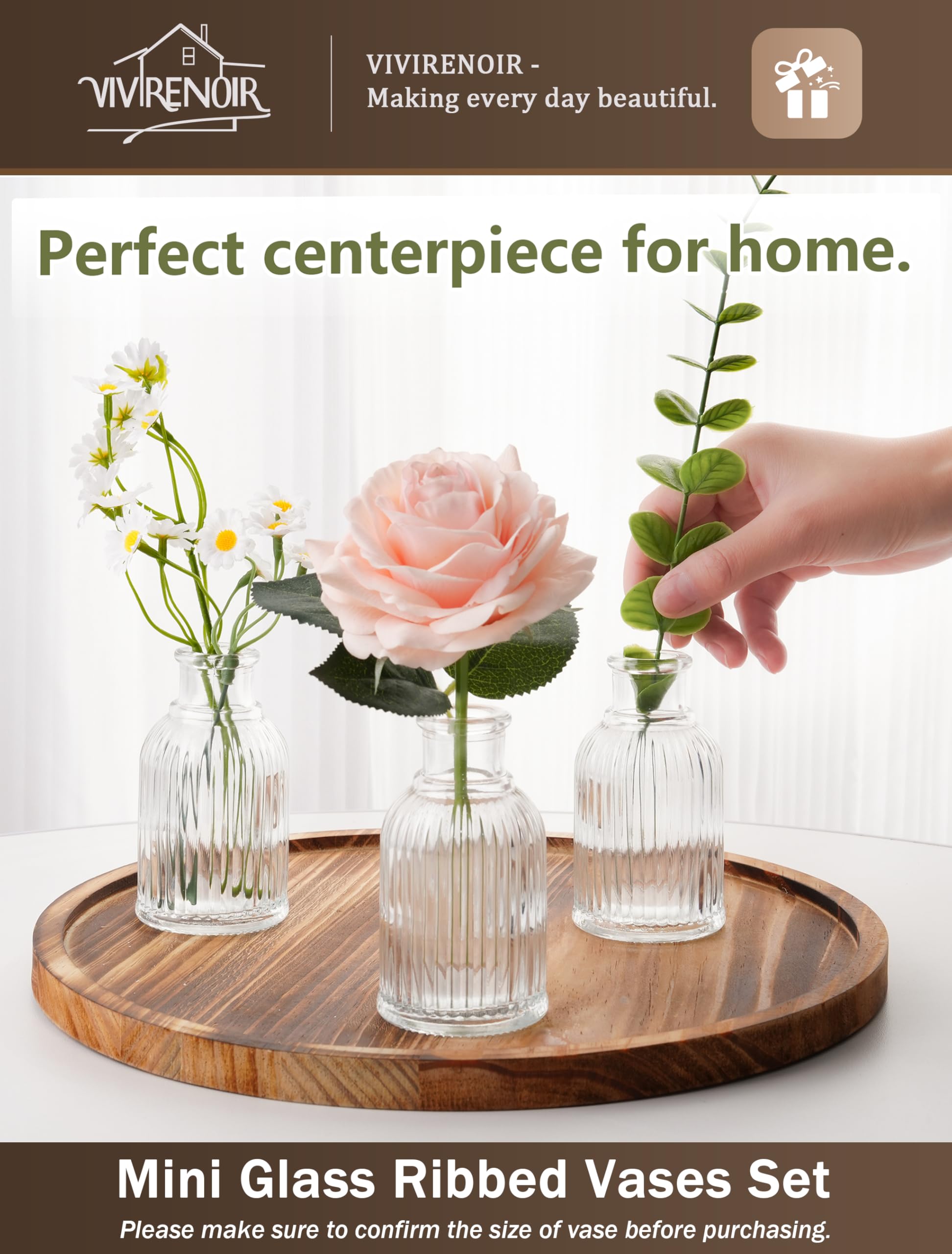 Wedding table centerpiece idea using VIVIRENOIR vases