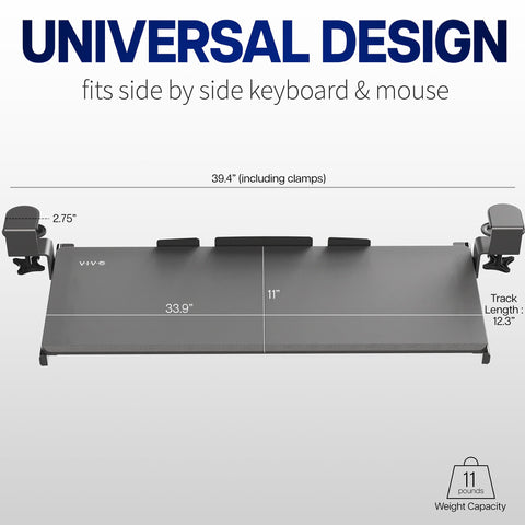 VIVO MOUNT-KB15EB extended tray reaching 8-5 inches from desk edge